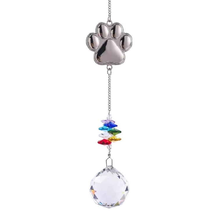Crystal Animal Paws Charm Memorial Suncatchers Metal Pendant Indoor and Outdoor Decorative Memorial Gift for Pet Lover