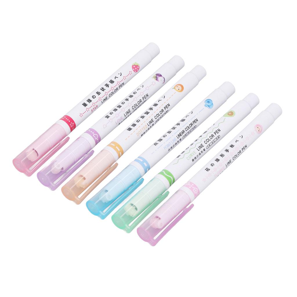 Outline Markers 6 Colors 6 Different Curves Shapes Smoothing Writing Large Capacity Outline Pens