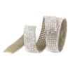 1m Strass Kristall Glas Mesh Banding Eisen auf Applikation Hochzeit Kleid Schuhe Trim (Silber)