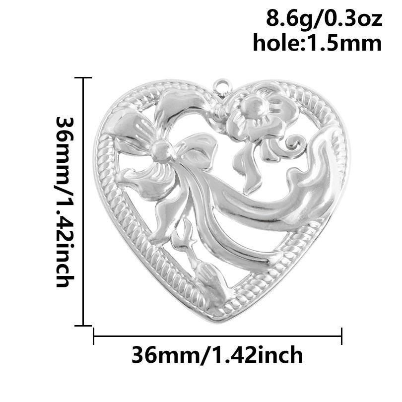 6pc Sweet Love Pendant Real Gold Plated Stainless Steel Heart Charms For Jewelry Making Supplies DIY Keychain Pendant Charm Bulk