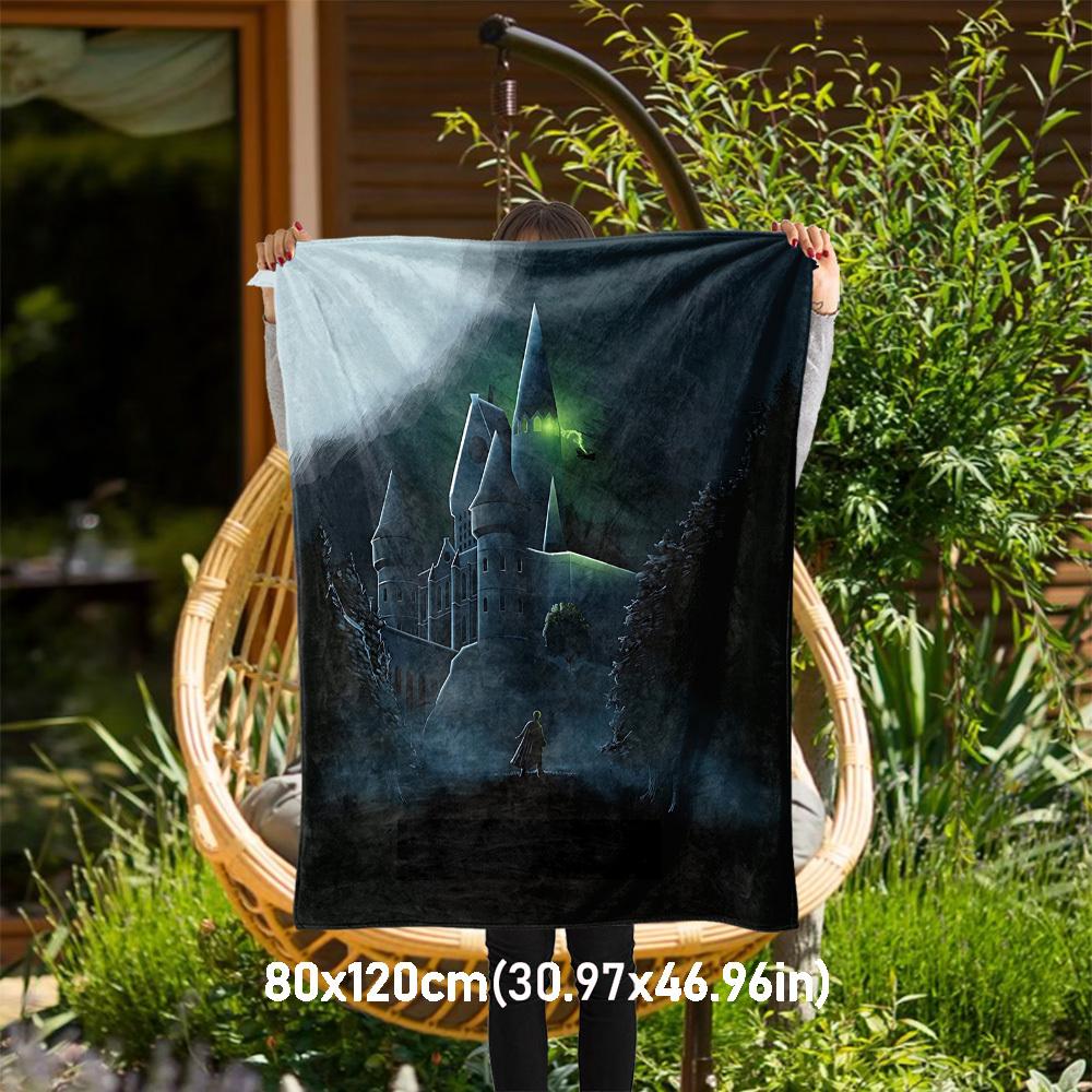 1pc castle night wizard Outdoor Flannel Throw Blanket All Season Soft Warmth,Home Decor 1031156