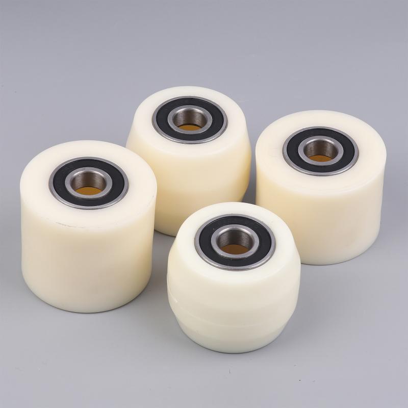 4Pcs Small Hydraulic Handling Caster Wheels - Polyurethane Nylon Replacement Fork Wheel Bearing for Lifting Equipment