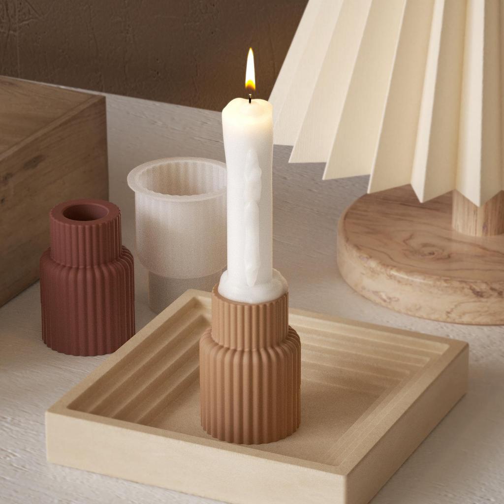 Poppy DIY Silicone Mold for Round & Rectangular Striped Candle Holders