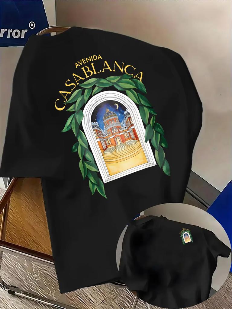 Camisa unisex Casablanca Avenida 100%Algodón 2026 alta calidad para Hombre Y2k Oversize Cuello Redondo stree
