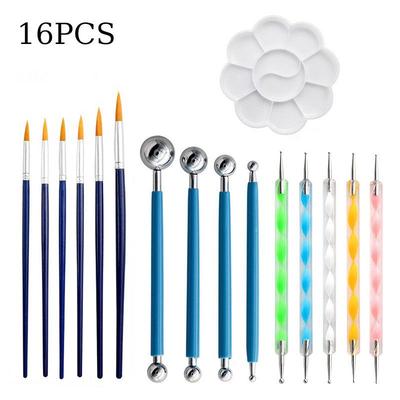 16dílná sada Mandala Tools pro malování na kameny a polymerovou hlínu