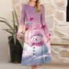 Women's Christmas Printed Fashionable Loose Round-neck Dress