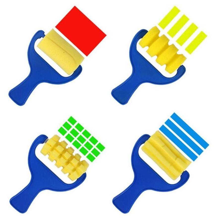 New 4 Pieces Creative Set For Children Yellow Sponge Brush Children Children Painting Graffiti Toy