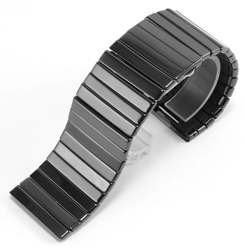 Ceramic WatchBand Replacement Rado DIAMASTER Series Black Watch Chain Men's 27mm 35mm Folding Buckle Watch Strap