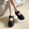 Fashion Women Hook & Loop Square Mid Heels Solid Round Toe Lolita Shoes for Women Solid Summer Pumps Plus Size Zapatos De Mujer