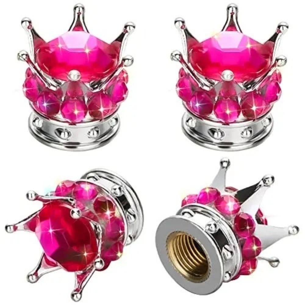 4PCS Chrome Crown Tire Valve Stem Caps Crown Diamond Car Wheel Tire Valve Caps  Cars,Trucks,Bicycles