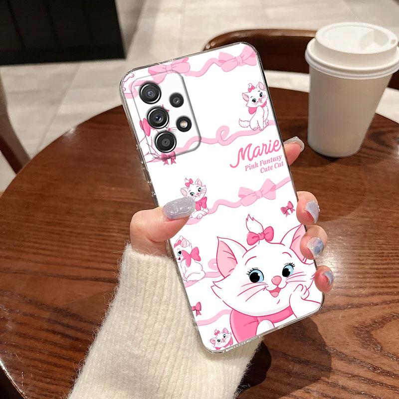 Clear Case For Samsung Galaxy A57 A37 A56 5G A36 Cases A55 A54 A35 A26 A07 A17 A16 A06 A34 A15 Cover Pink Fantasy Cute Marie Cat