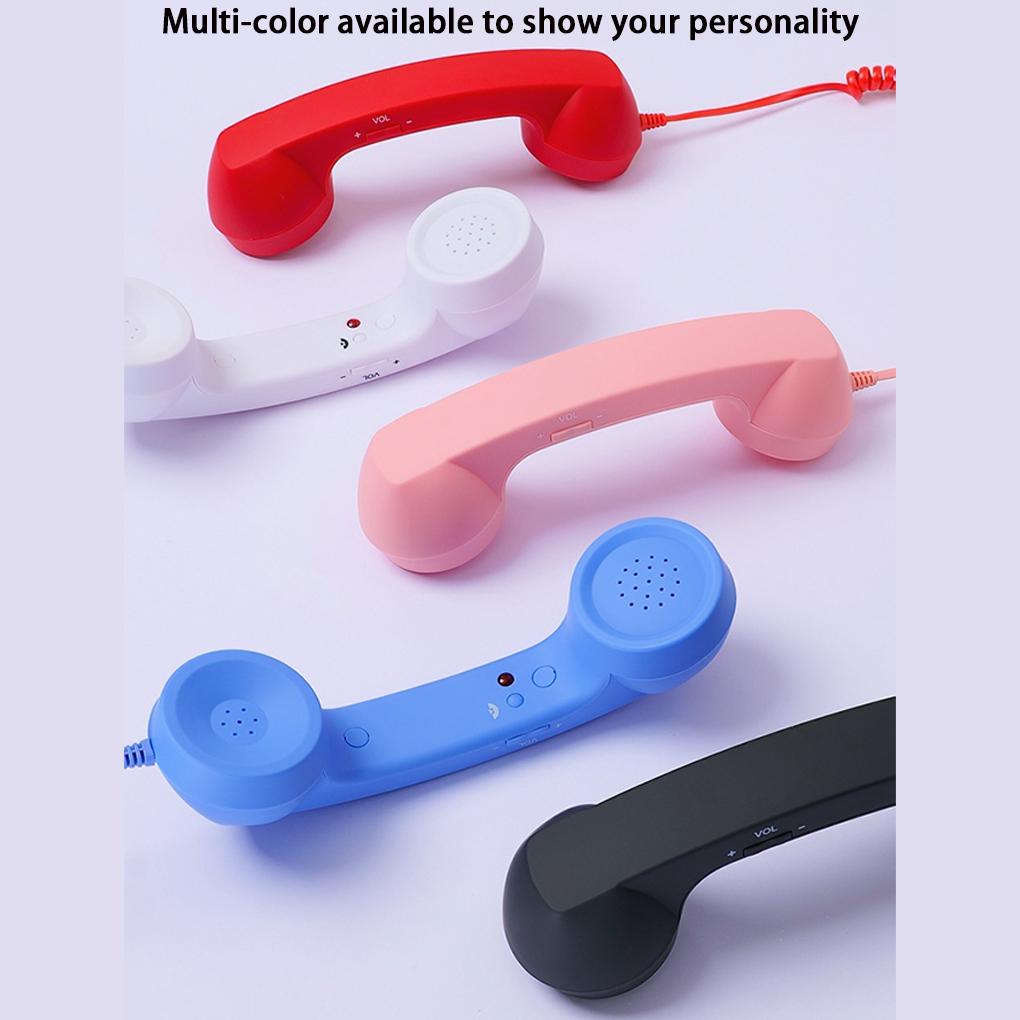 Retro Telephone Receiver with Answer Button Clear Calls Microphone Headset Wired Type-C 3.5mm Interface for Phone Tablets Laptop
