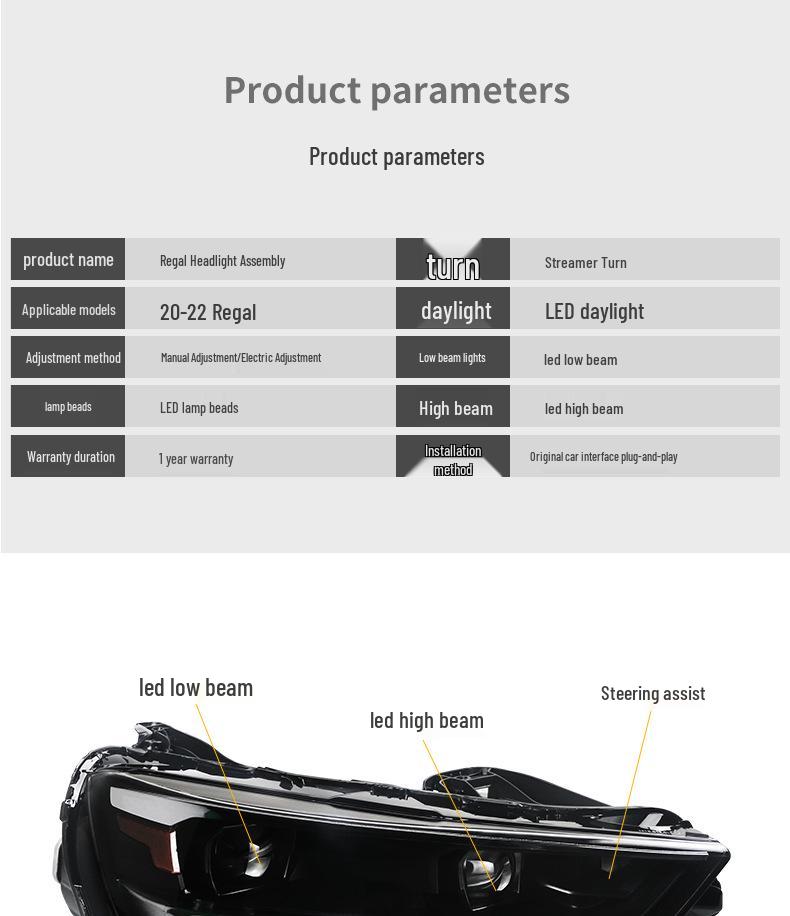 20-22 Buick Regal LED Bi-Beam Headlights with Flowing Turn Signal & DRL