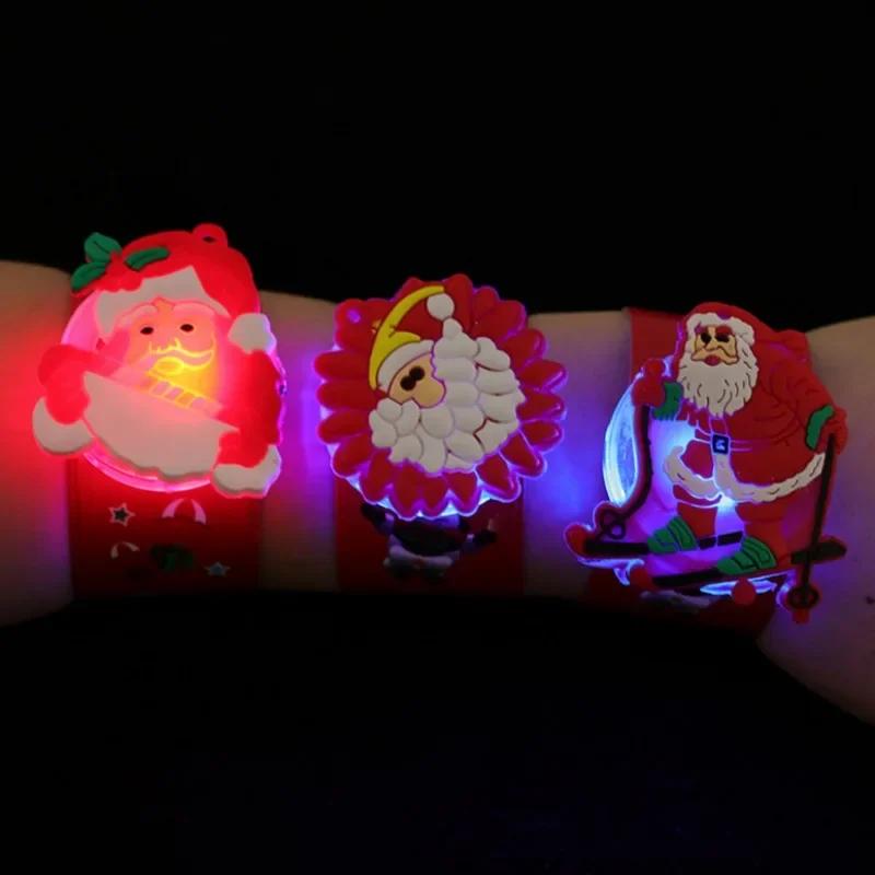 Christmas Glowing Snap Bracelet Father Christmas Sparkling Wristband Santa Claus Luminous Clap Bracelets Festival Carnival Prop