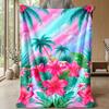 Vibrant Peony Floral Design Theme blanket Lightweight Warm Flannel Blanket Decorative Throw Blanket for Home Decoration
