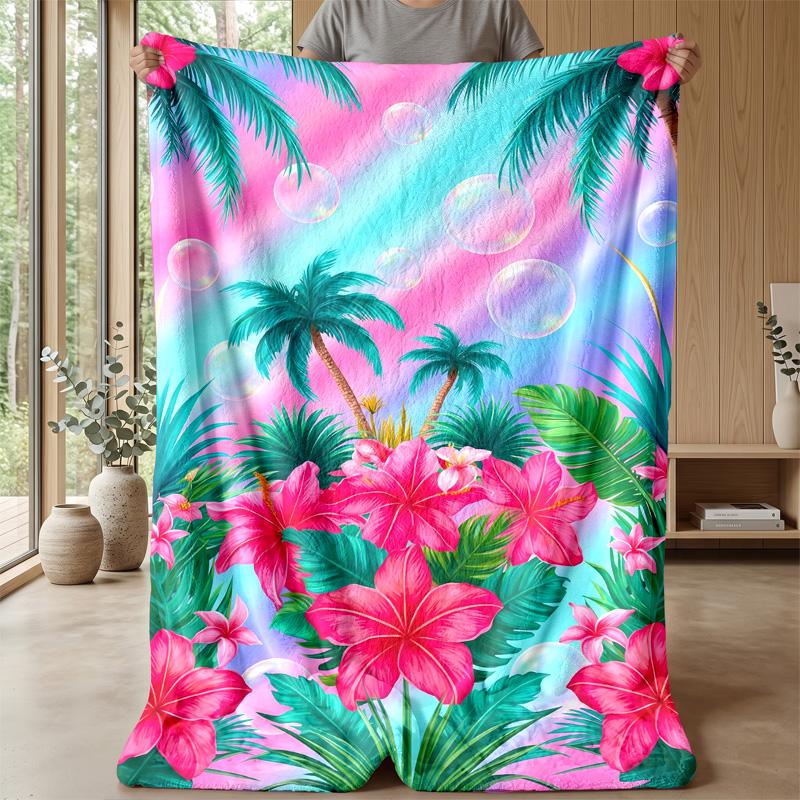 Vibrant Peony Floral Design Theme blanket Lightweight Warm Flannel Blanket Decorative Throw Blanket for Home Decoration