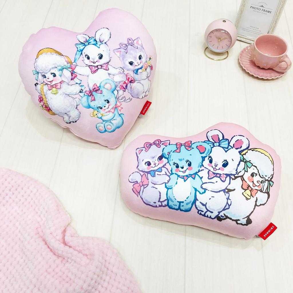 Coussin nageur MORIPiLO 45 x 35 x 10 cm, personnage, oreiller de corps, peluche, cœur rétro, rose, Morishita 4621564