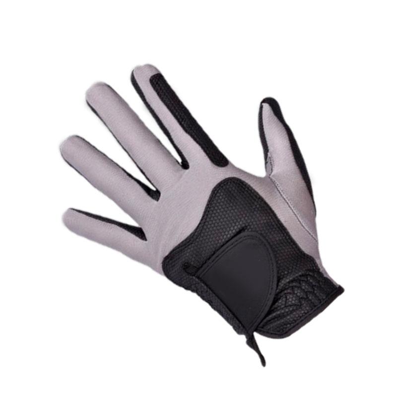 

Перчатка для гольфа для левой руки, полиэстер, высокая эластичность, дышащая, моющаяся, одинарная перчатка для гольфа для мужчин и женщин, черно-серая, M