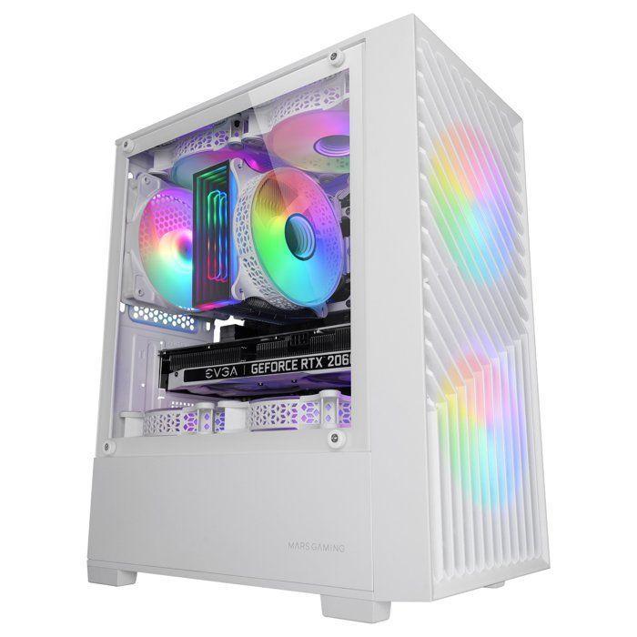 Boîtier gaming - mars gaming - mc-vortex - microatx - verre trempé - 3 ventilateurs frgb 120mm