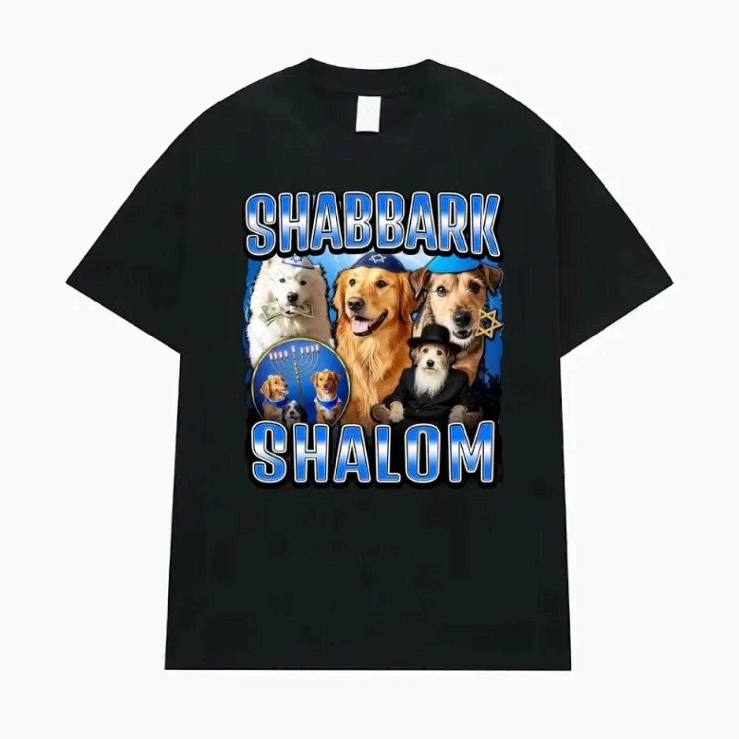 

Vintage Classic Shabbark Shalom Jewish Dog Print T-Shirt Men Women Oversized Loose Short Sleeve T Shirts Casual Fashion T-Shirts S чёрный