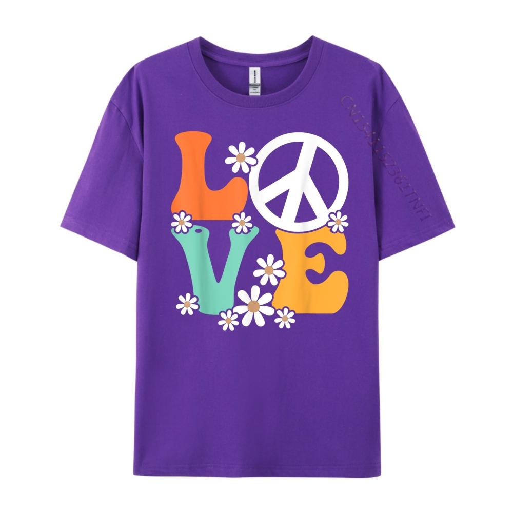 Peace Sign Love 60s 70s Costume Groovy Hippie Theme Party Funny Shirts Women Anime T Shirts Mother's Day