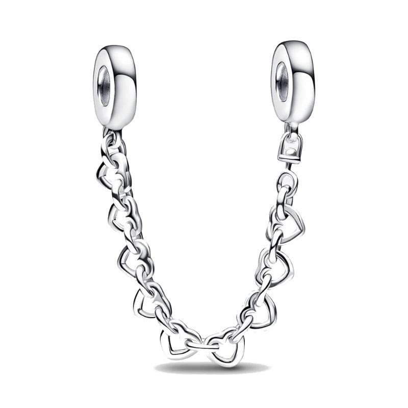 New 925 Silver Butterfly Stars & Moon Sunflower Safety Chains Spacer Beads Charms Fit Original Bracelets DIY Jewelry