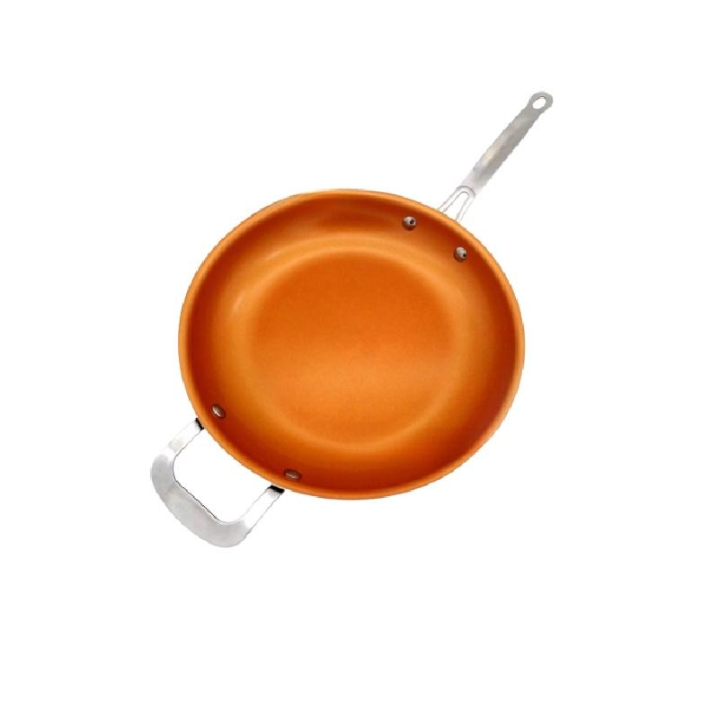 

Дюйм 12 Сковорода с антипригарным покрытием Медная Сковорода для жарки Круглая Сковорода Керамическое покрытие Дно Двойное