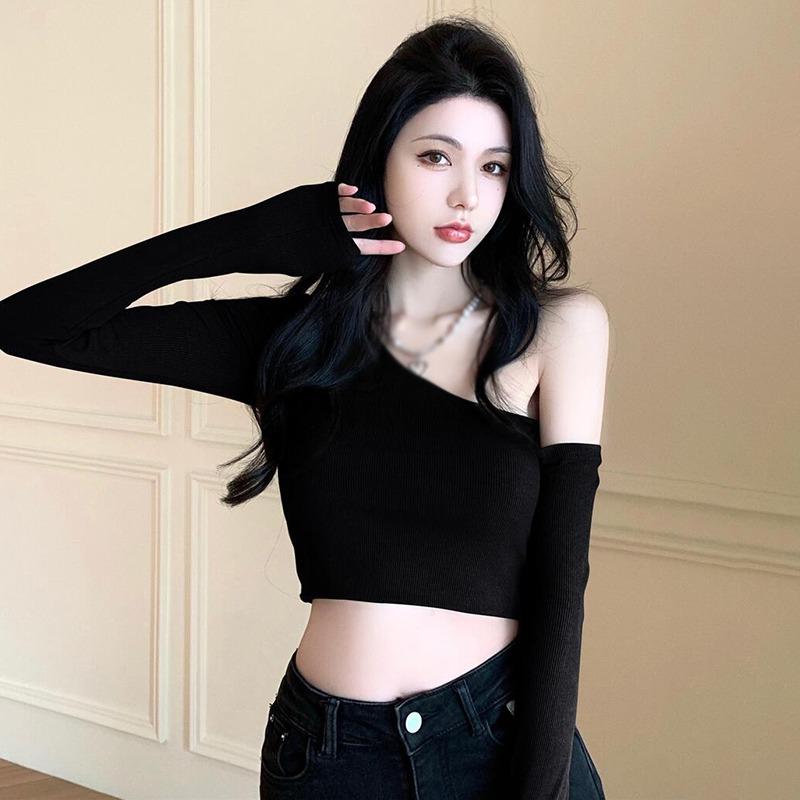 

Низ Рубашки Топы Необычные длинные рукава С покатыми плечами L