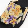 Made In Japan Chenille Pansy Print Pantaloon Slippers Room Heeled [Heeled Sandals, Shoes, Slippers] (Black)