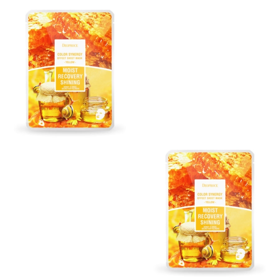 Deoproce Maschera in fogli effetto sinergico colore giallo miele e lumaca 20g*5ea/10ea/15ea/20ea