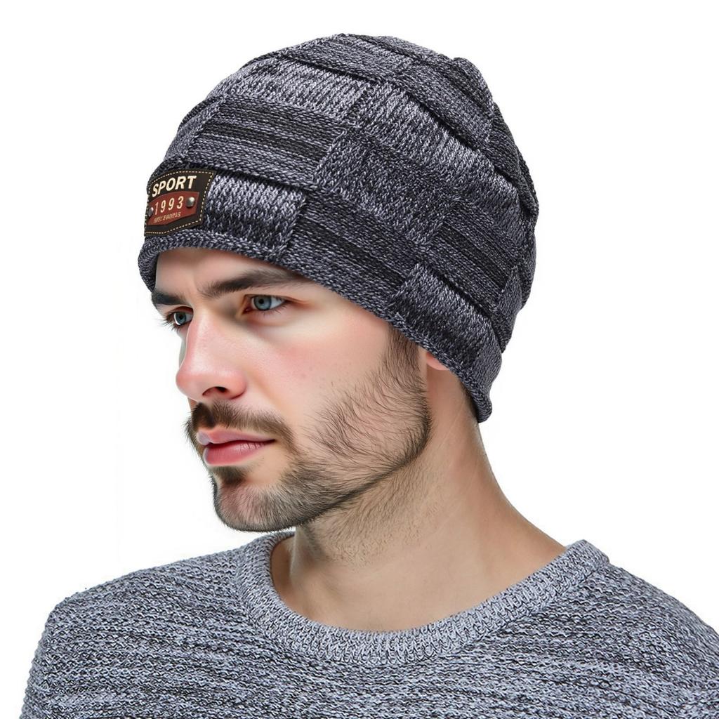 Fashion pullover scarf knitted velvet two-piece scarf men's winter neck protection cold hat classic hat