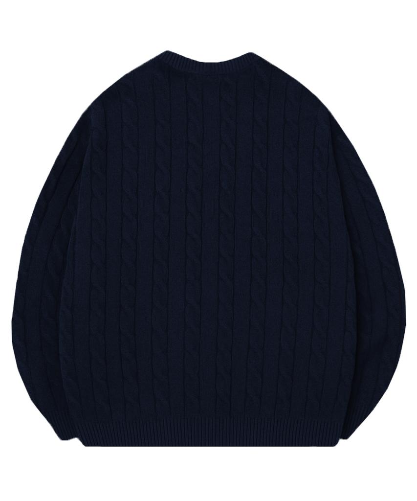 RANDOMOFF [Unisex] Réserve Cable Over Fit Knit [Navy]