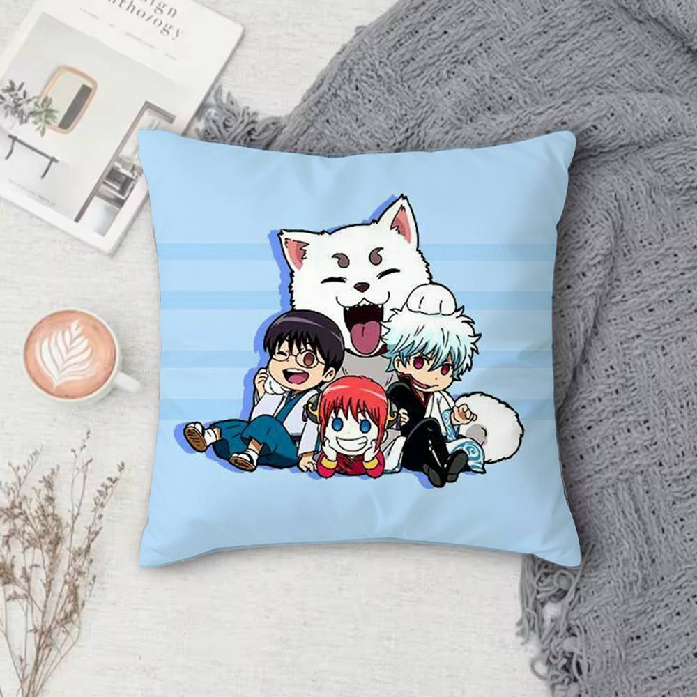 GGintama Anime  Doublesided Printed Square Pillow Cover Decorative Cushion Cover for Sofa Bedroom Bedside