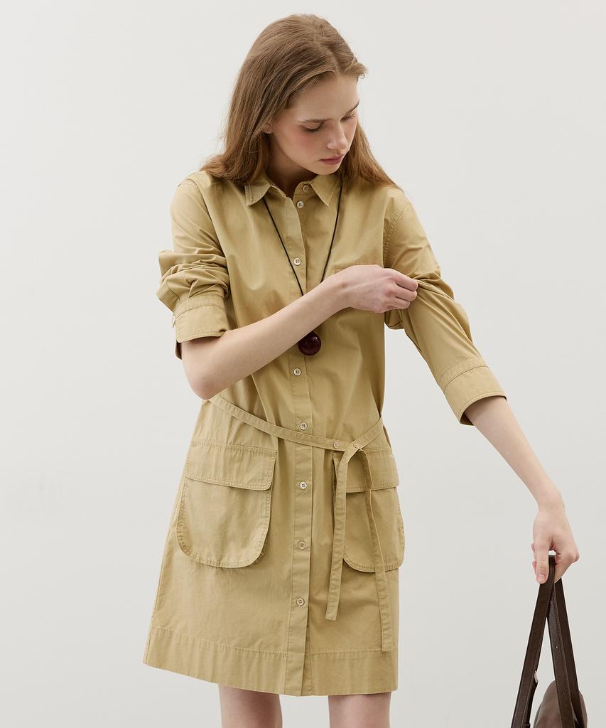City Breeze Utility Belted Dress_Beige