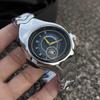 Fashion Alien Retro Unique Y2k Quartz Watch Mens Silver Dial Twisted Case Oval Ellipse Special Design Steel Men Watch AAA Clock