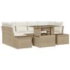 VidaXL Ensemble de canapé de jardin 7 pièces avec coussins beige en rattan poly 3349117