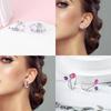 925 Silver Earrings Women Jewelry Butterfly Flower Pink Flowers Zircon Hoop Ear Studs Sparkling Earring Wedding Gift