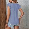 Chic Women's Striped V Neck Ruffle Blouse Short Sleeve Summer Tops