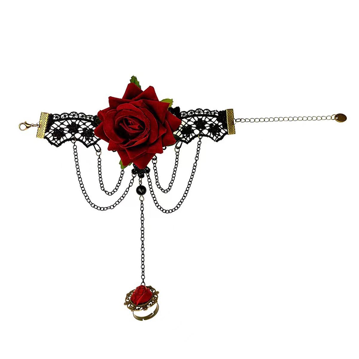 

«Винтажный готический браслет на палец с кружевом в стиле Лолита-Роза»