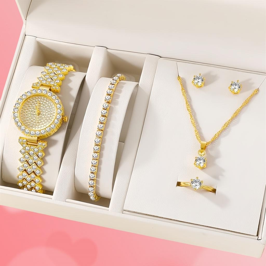 5 stk Klokkesett Dame Diamantbesatt Allsidig Åtte-klo Diamantring Smykker Damesett