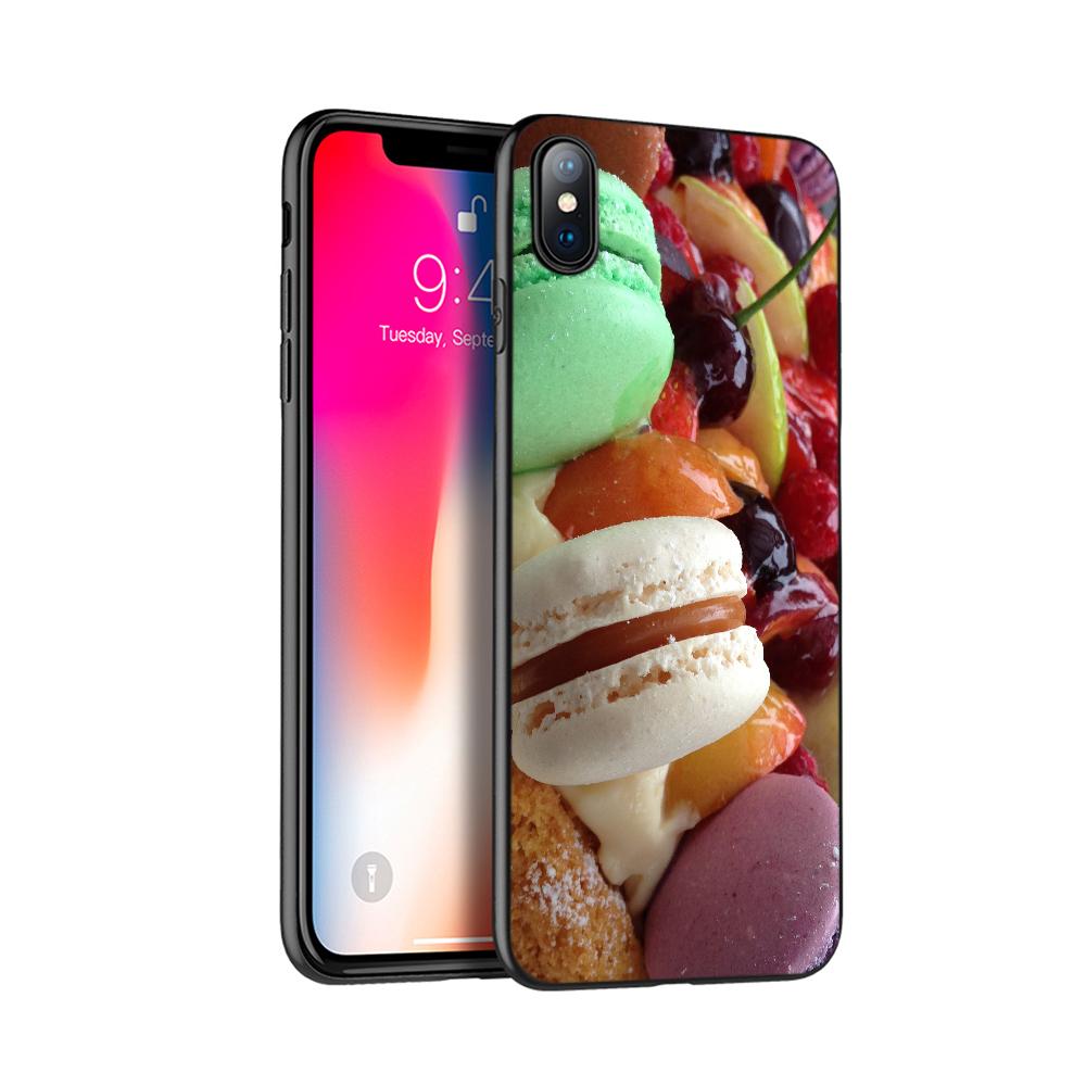 

Черный чехол из ТПУ для iPhone 5 5s SE 2020 6 6s 7 8 plus x 10 чехол-накладка для iPhone XR XS 11 pro MAX еда для Макарон Печенье iphone XR