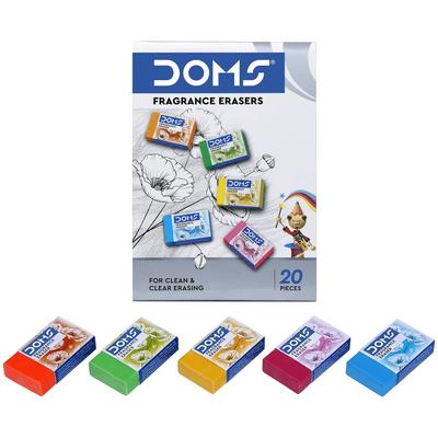 Doms Non Toxic Fragrance Erasers Set Pack of 20 Pieces for Clean Smooth Erasing Stationery Gift for Kids and Students