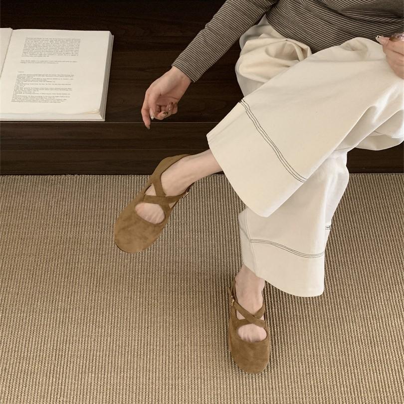 Round Head Shallow Mouth Single Shoes Female Spring and Autumn New Gentle Retro Ballet Fairy Soft Flat Bottom Mary Jane Doudou Shoes
