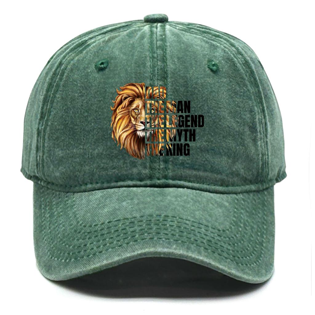 DAD Man Lion Print Adjustable Baseball Cap Cotton Dad Hat Washed Retro Solid Color Snapback Baseball Hat One Size Fits All