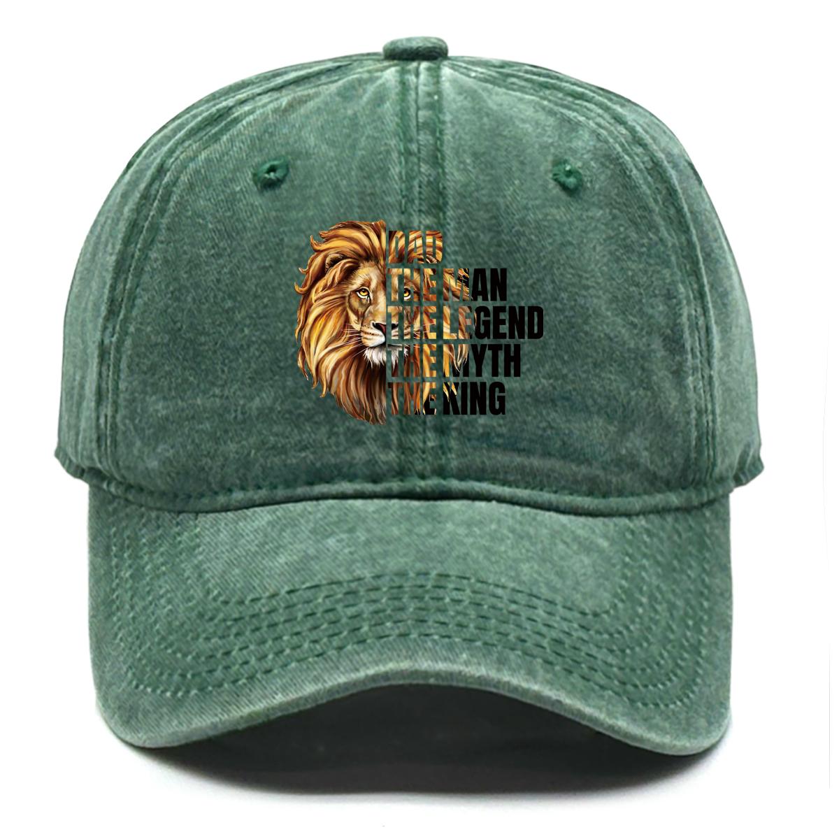 

DAD Man Lion Print Adjustable Baseball Cap Cotton Dad Hat Washed Retro Solid Color Snapback Baseball Hat One Size Fits All зелений