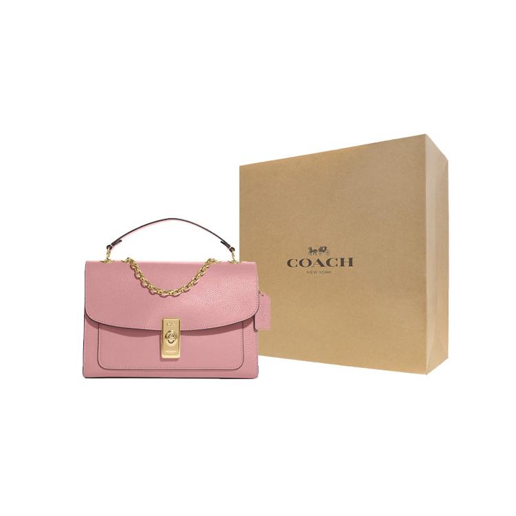 New COACH Lane Leather Portable Crossbody Bag Shoulder Bag Large Size Women's Pink C8206-IMOUS