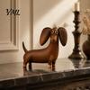 Modern Entryway Table Accents Retro Dachshund Dog Figurine, Cute Puppy Statue, Minimalist Desktop Ornament, Living Room Bookshelf Decorations