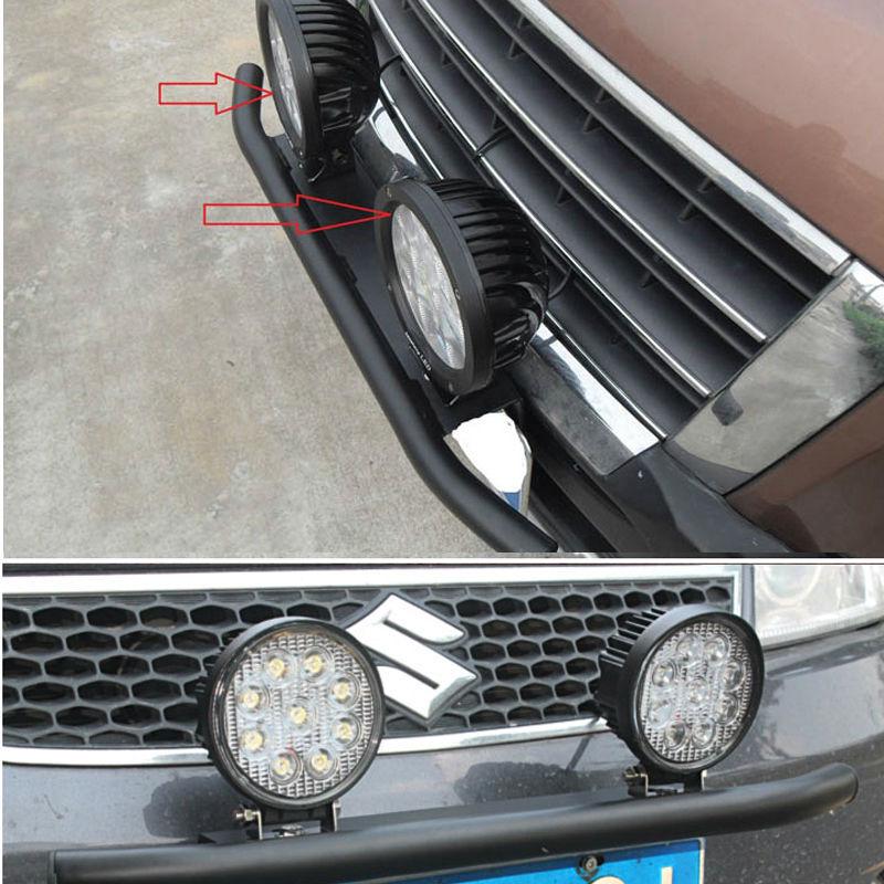 Universal Front Bumper License Plate & Spotlight Bracket with Metal Anti-Collision Bar for Off-Road Vehicles