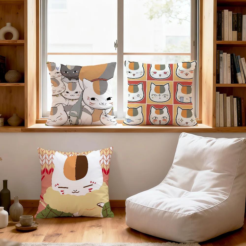 Anime Art Cute Cat N-Nyanko Sensei M-Madara Soft Pillowcase Sofa Home Living Room Bedside Decor Pillow Cover Gift Party Hogar