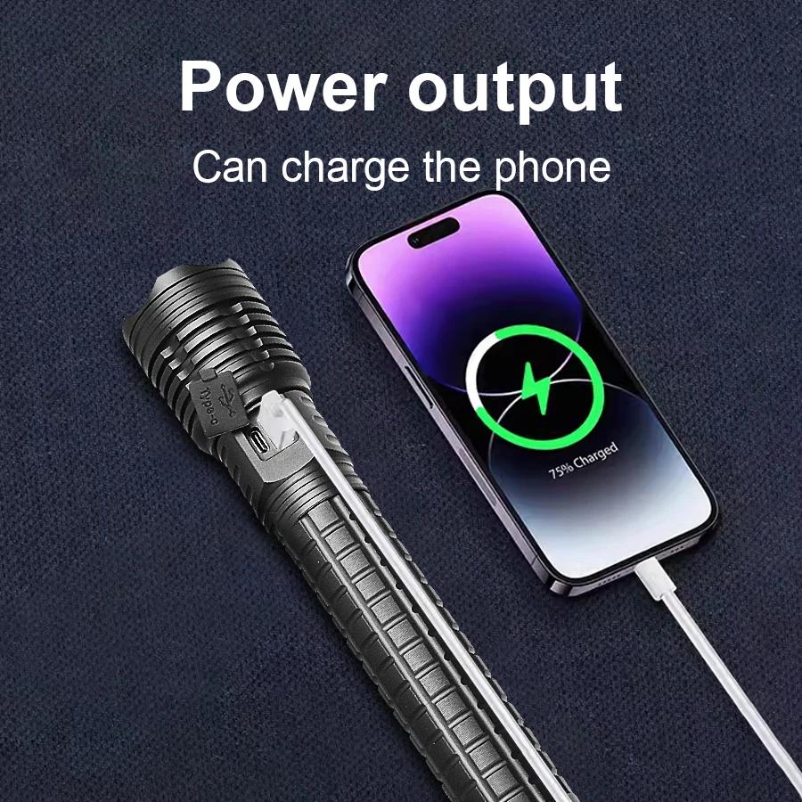 Long Flashlight 400W LED Torch Long Shot 800M Lamp Zoomable Flash Light Waterproof Torch Light Rechargeable Lantern